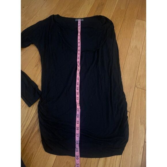 Michael Stars Black one sided Long Sleeve Ruched mini Dress For Women one size - Picture 6 of 6